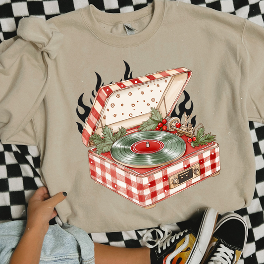 Checkered Record Player Crewneck