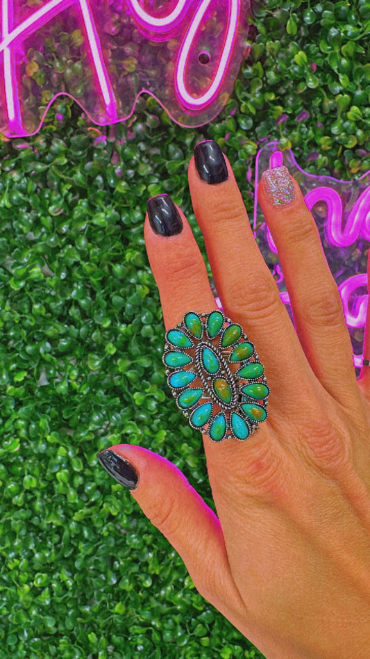 Big Green Turquoise Ring