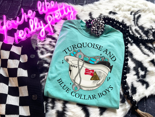 Turquoise & Blue Collar Boys Graphic Tee