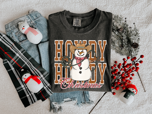 Western Snowman Comfort Colors Graphic Tee