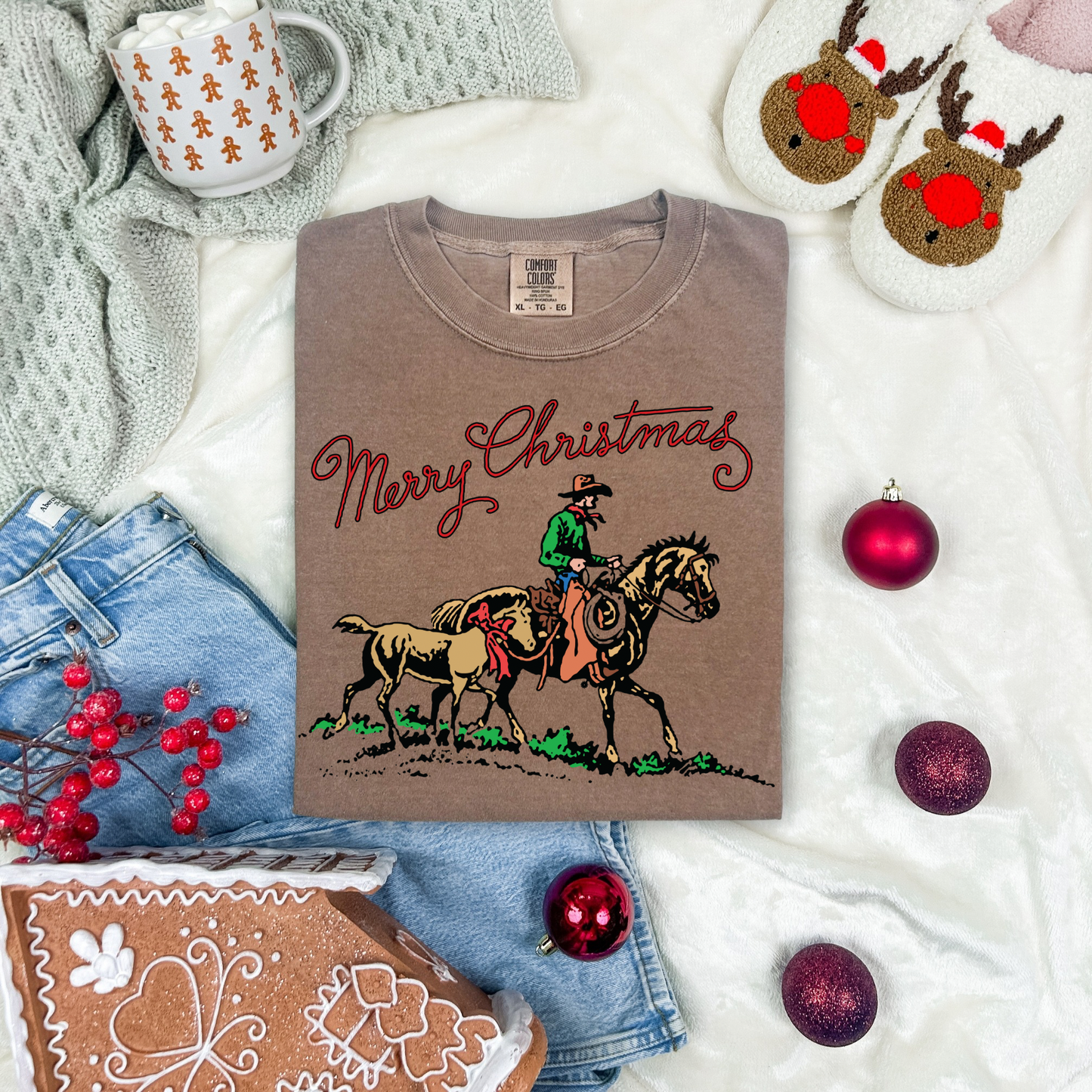 Roping Reindeer Comfort Colors Graphic Tee