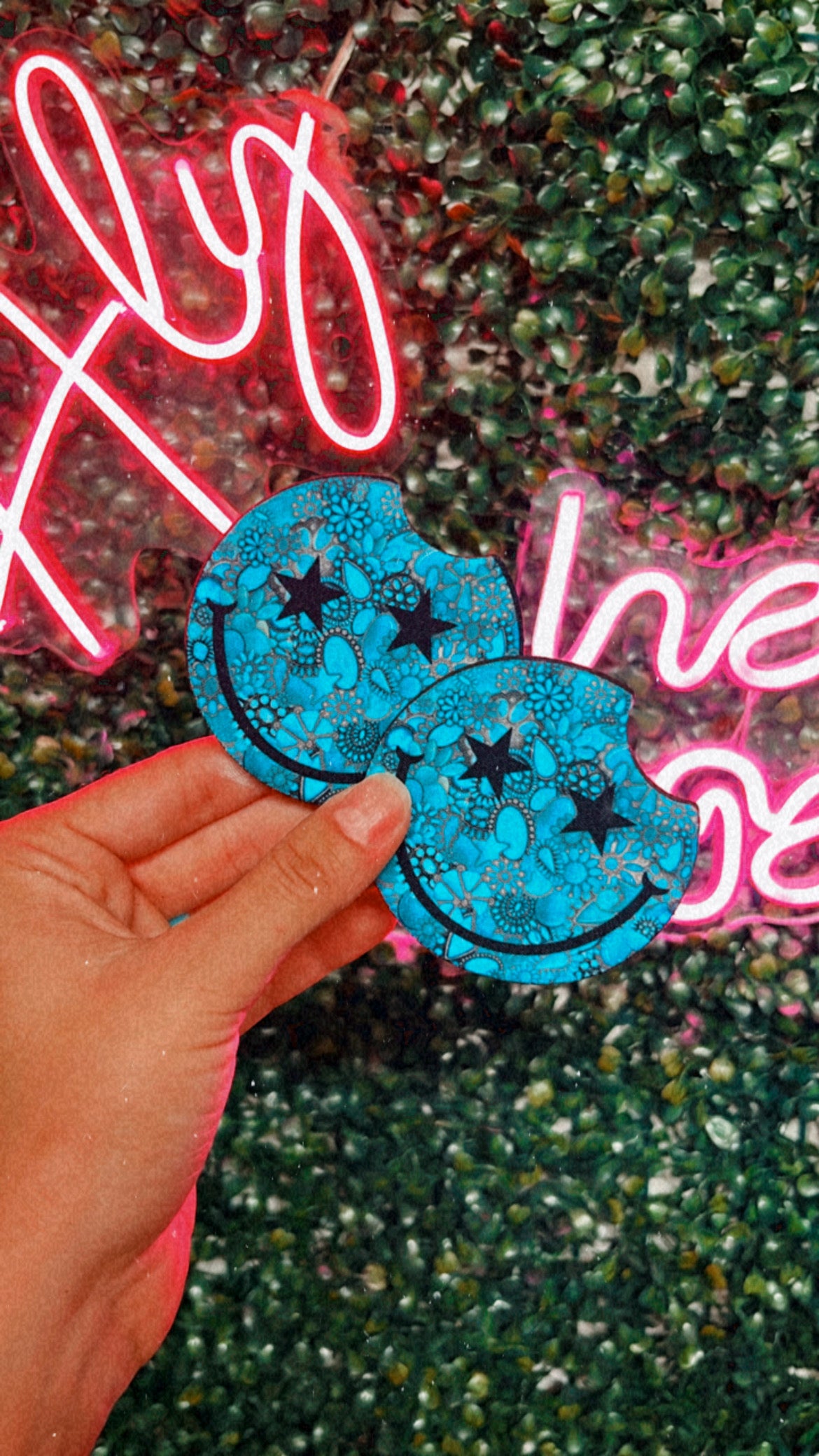 Turquoise Smiley Coasters