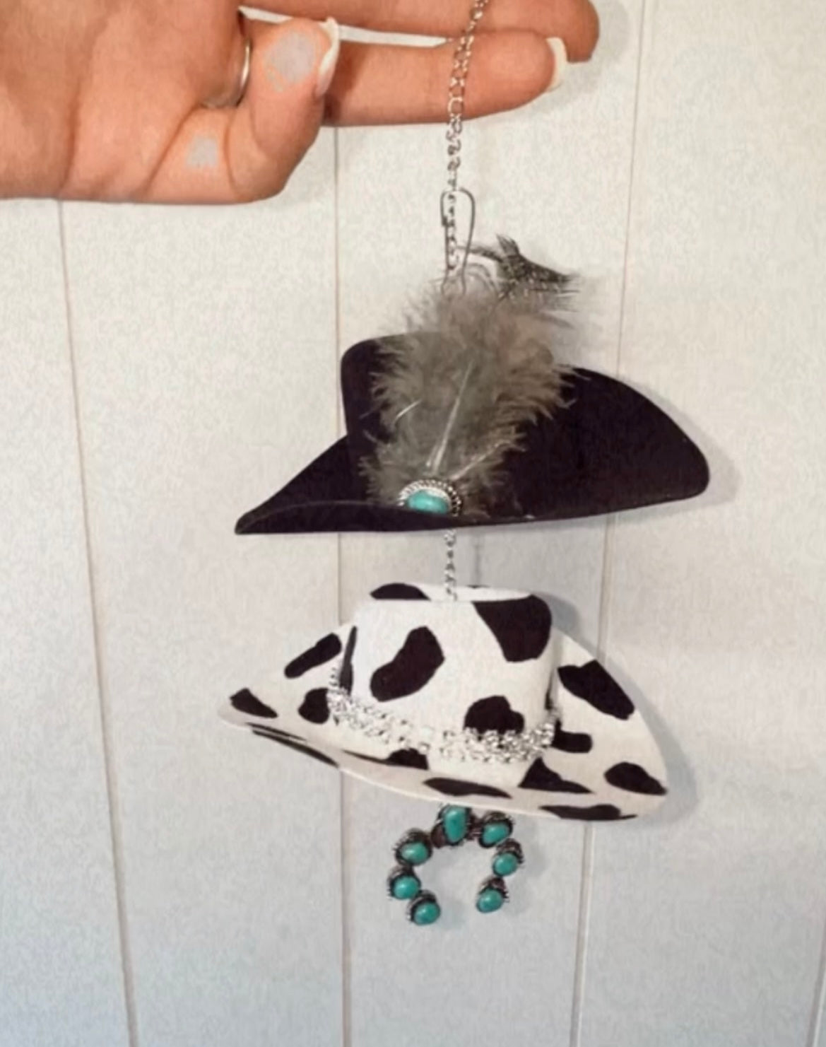 Black Cow Print Hat Charm