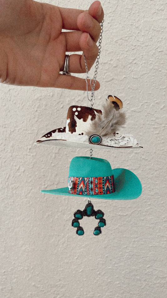 Cowhide Turquoise Hat Charm