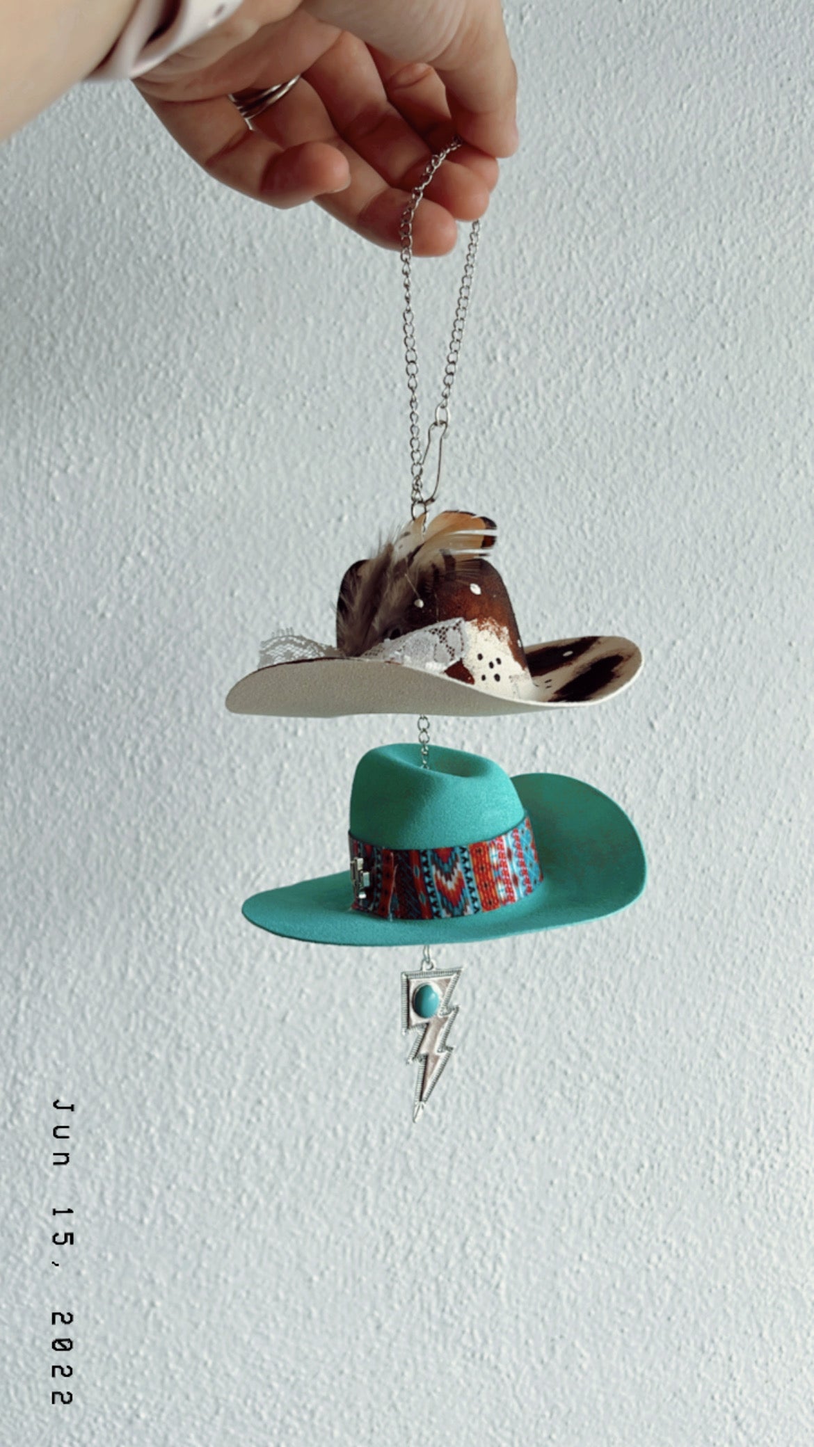 Cowhide Turquoise Hat Charm